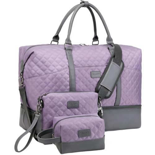 Weekender Bags for Women, Large Travel Duffel Bag, Carry on Overnight Bag - color: A-Purple