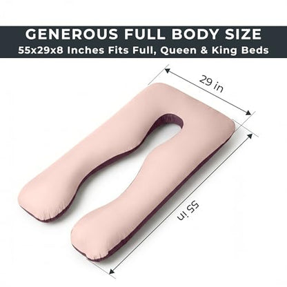 U Shaped Pregnancy Pillow Soft Reversible 55 in Chocolate Beige - color: Chocolate / Beige (Two-tone)