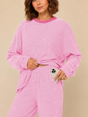 Sexyasasii Women's 2 Piece Striped Lounge Set Maternity Pajama Sets - color: Pink, size: Large