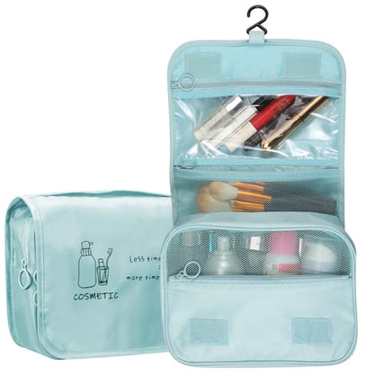 FINPAC Toiletry Bag, Large Capacity Hanging Makeup Bag - color: Blue
