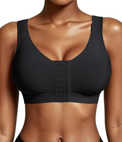 BRABIC Post Surgery Compression Bras for Women Front Closure Surgical - color: Black, size: XX-Large