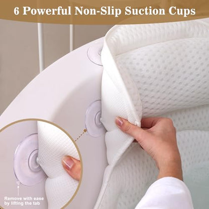 Bath Pillow, Bath Pillows for Tub Head Neck and Back Ergonomic Support - color: White
