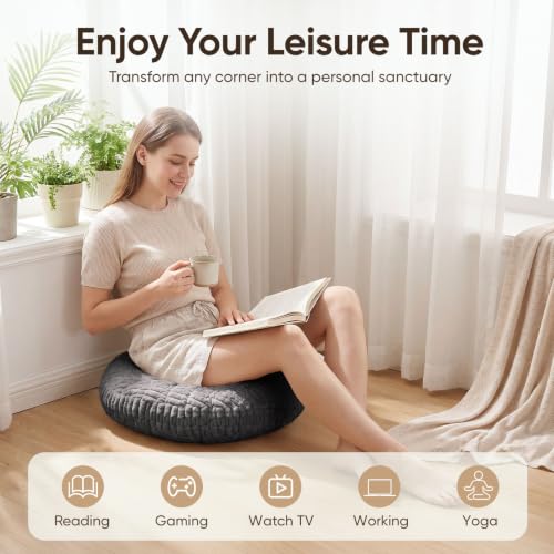 21"H Large Reading Pillow, Backrest Pillow with Floor Cushion Pillow - color: Gray, size: Large(21inch)+Cushion