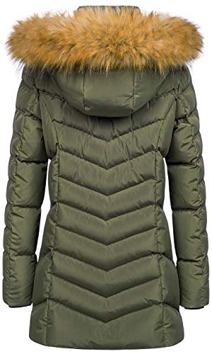 CREATMO US Women's Winter Hooded Coat Waterproof Warm Long Puffer Jacket Parka - color: Army Green, size: X-Large