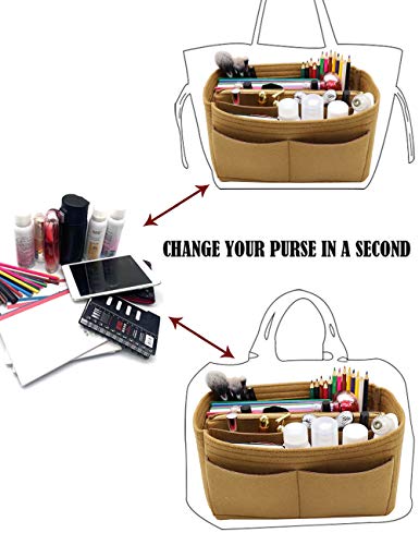 LEXSION Felt Purse Organizer Insert, Tote Bag Shaper Dividers with 5 Sizes - color: Brown, size: Regular Medium