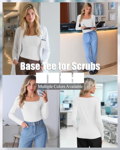 Xaatren 4 Pack Women's Underscrub Shirts Long Sleeve Tops - color: White, White, White, White, size: Small