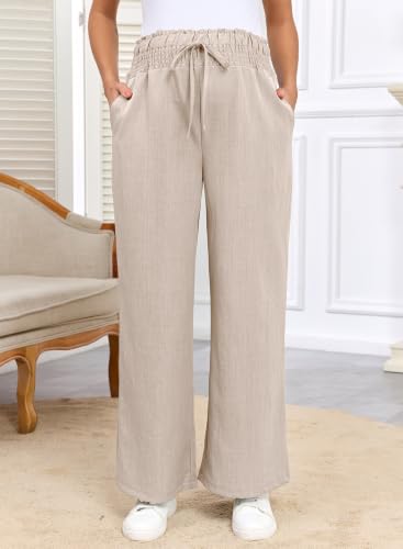 BLENCOT Maternity Pants Wide Leg High Waisted Flowy Pregnancy with Pockets - color: Jet Stream, size: Medium