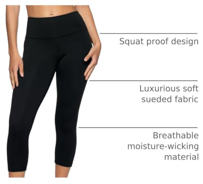 Felina Super Soft Sueded Women's Capri Legging, Squat Proof & Breathable - color: Black, size: Large