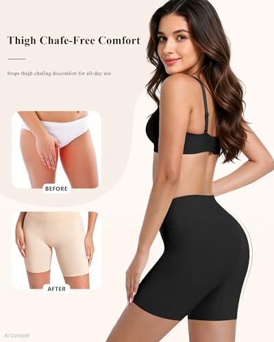 AugYew Cooling Slip Shorts Under Dresses Anti Chafing Seamless Underwear - color: Black, size: Large