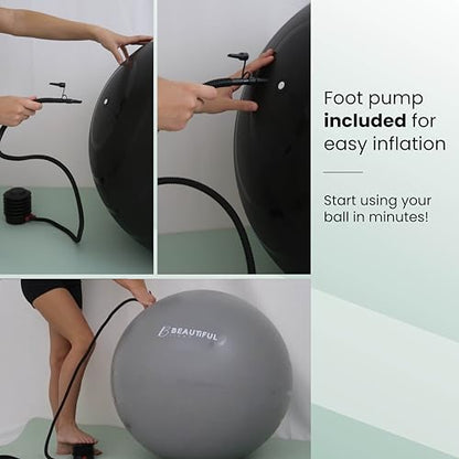 Beautiful Light Yoga Ball, Extra Thick, Durable, Anti-Slip, Matte Texture, for Yoga, Pilates, Physical Therapy, Crossfit, Weightlifting, Birthing Ball, Yoga Ball Chair for Back and Posture Support.