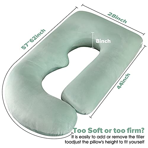 Elover U Shaped Pregnancy Pillow,Full Body Maternity Support - color: Velvet-green