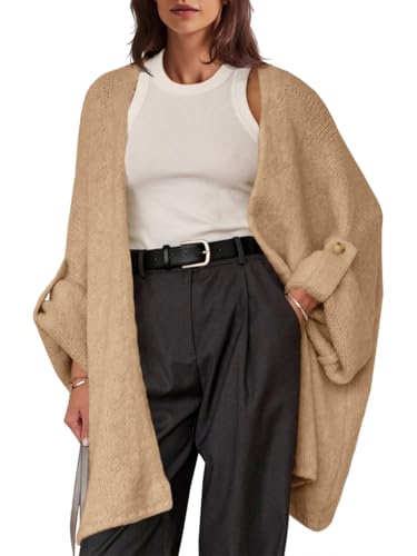 Saodimallsu Womens Oversized Long Cardigan Sweaters Casual Fall Trendy Coat - color: Camel, size: Medium