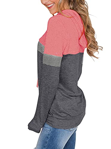 MixShe Women’s 2026 Fall Long Sleeve Hoodie Pullover Sweatshirt Lightweight Casual Tops Blouse - color: Pinkgray, size: Medium