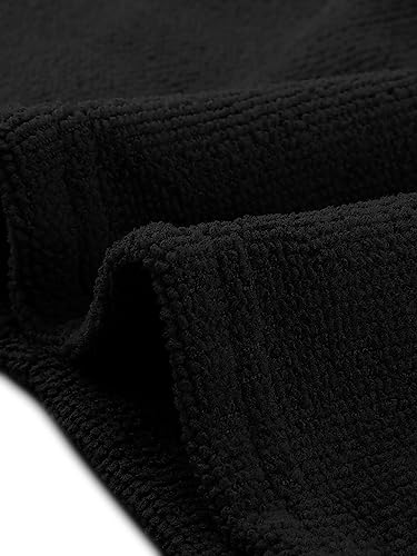 cheibear Women Terry Towel Dress Wrap Bathrobe with Pockets Headband - color: Black, size: Medium