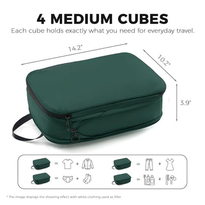 4 Pack Ultralight Compression Packing Cubes for Travel, Green - color: Green