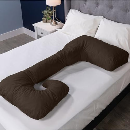 MyPillow Single L Shape Maternity Pillow – 56" x 28" Pregnancy & Body Support Pillow with Removable Zippered Cover, Espresso - color: Espresso, size: L -Shape