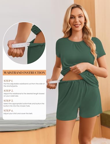 Ekouaer Maternity Nursing Pajamas Set 3 Piece Postpartum Breastfeeding Pjs - color: Dark Green, size: Medium