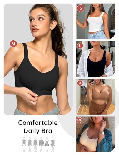 OEAK Women Jelly Bra Wireless Anti Sagging Full Coverage Bras - color: Black, size: Large