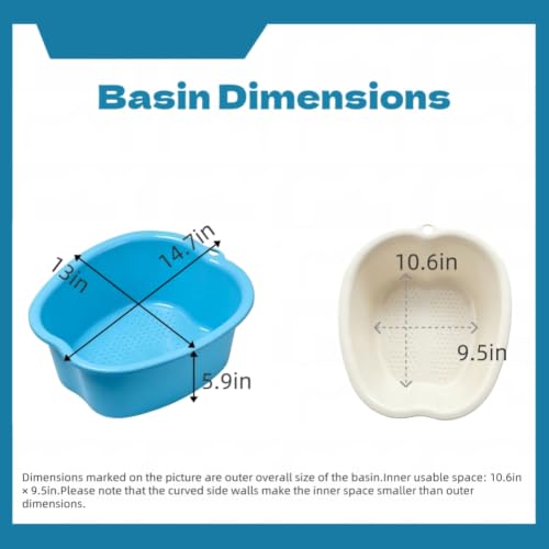 Ytterbium Foot Soaking Basin, Large Massage Foot Soaking Tub-Blue - color: Blue