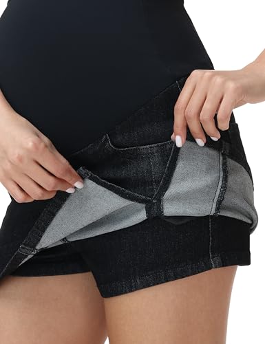 Women's Maternity Denim Skirt - color: Soft Black, size: XX-Large