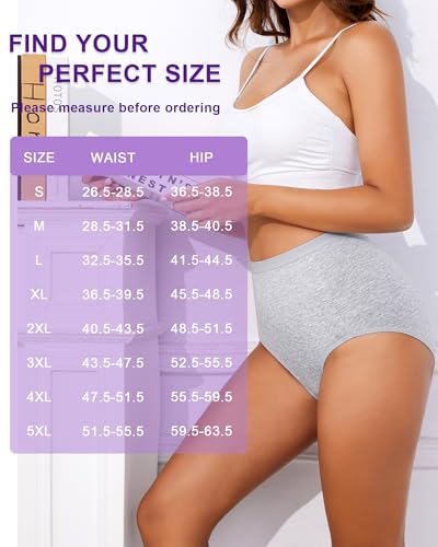 Annenmy High Waisted Panties Women's Cotton Underwear Full Coverage Briefs Soft Breathable Stretch Briefs Regular & Plus Size - color: Multicolor-b, size: Medium