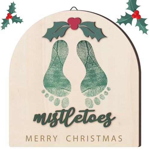 Beeveer Christmas Baby Footprint DIY Crafts Mistletoe, Classic - style: Classic