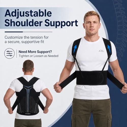 Back Brace Posture Corrector for Men, Adjustable Back Support Brace - size: M/L(Waist:33''-41'')