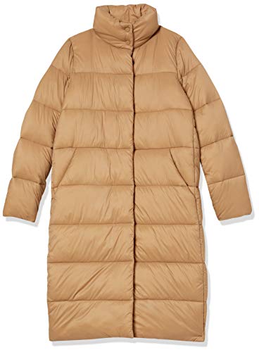 Amazon Essentials Women's Lightweight Full-Zip Water-Resistant Long Cocoon Puffer Winter Coat, Stand Collar, Insulated - color: Mushroom Brown, size: X-Large