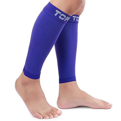 TOFLY Calf Compression Sleeve 20-30mmHg 1 Pair Footless For Men & Women - color: Navy Blue, size: Medium (1 Pair)