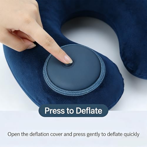 Portable Inflatable Neck Pillow, Car Rides, Office Napping, Navy Blue