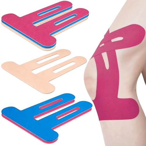 Precut Kinesiology Tape for Knees, 6 Pcs – Knee Support & Stability, Waterproof Athletic Tape, Breathable Hypoallergenic Latex-Free Elastic Sports Tape for Active Movement,Pink,Beige& Blue - color: Pink,beige& Blue, size: 6 Count (Pack of 1)