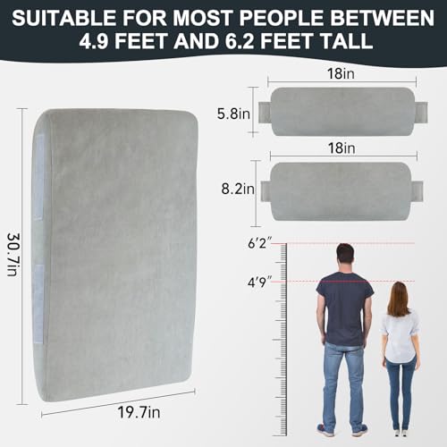 2-in-1 Neck & Lumbar Support Pillow with Adjustable Height and Ergonomic backrest Design, Suitable for recliners, Sofas, high-Back Rocking Chairs, Relieve Back Pressure. - color: Grey