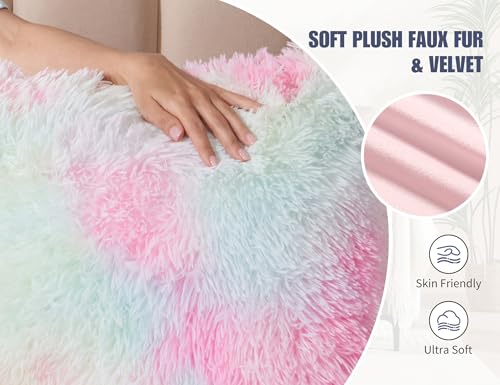 WSOFRLAC Fluffy Full Body Pillow, Long Pillow for Sleeping,Rainbow 20x54 - color: Rainbow