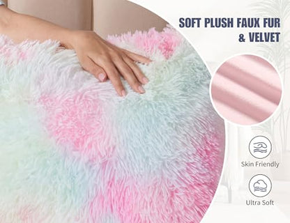 WSOFRLAC Fluffy Full Body Pillow, Long Pillow for Sleeping,Rainbow 20x54 - color: Rainbow