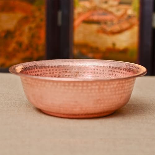 Hand-Hammered Copper Foot Soak Basin - Portable Pedicure Bowl for Camping, Picnics, Versatile Fire Bowl and Incinerator, 40cm Diameter
