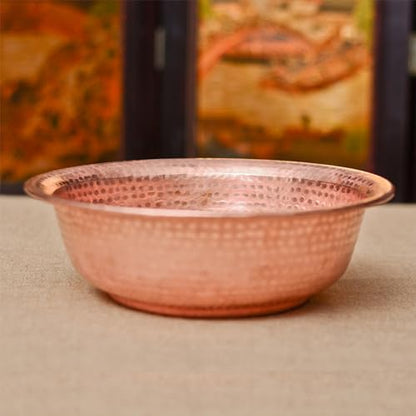 Hand-Hammered Copper Foot Soak Basin - Portable Pedicure Bowl for Camping, Picnics, Versatile Fire Bowl and Incinerator, 40cm Diameter