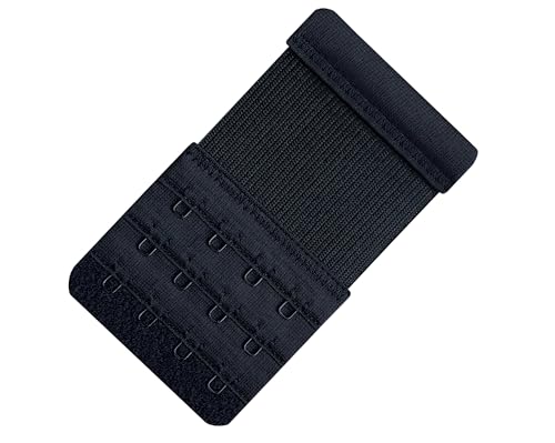 Women Pack of 3 Soft Comfortable 4 Hooks Bra Extender - color: Black, 1/2 Inch Spacing