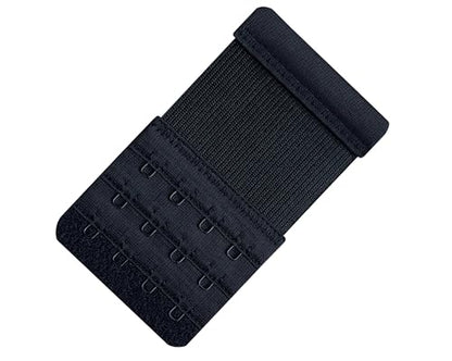 Women Pack of 3 Soft Comfortable 4 Hooks Bra Extender - color: Black, 1/2 Inch Spacing