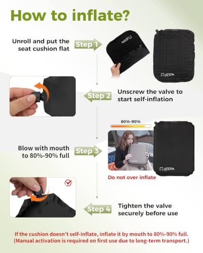 ATEPA Inflatable Seat Cushion - color: 1 Pack - Black