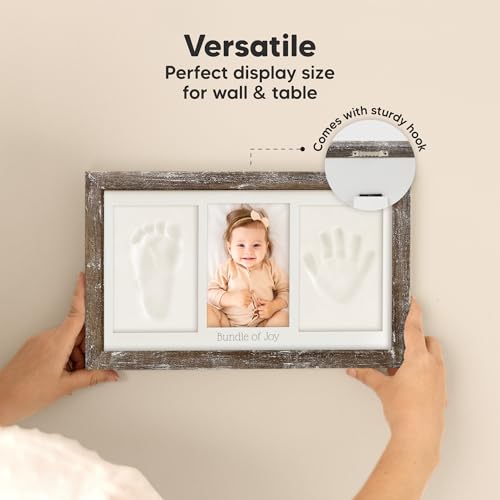 KeaBabies Baby Hand and Footprint Kit, Clay Keepsake Frame (Barnwood) - color: Barnwood, size: Duo Frame, 13" x 7.8"