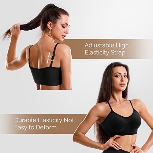Omisy 4 Pack Sports Bras for Women, Padded Bralettes with Adjustable Straps - color: Black, White, Nude, Grey, size: X-Large