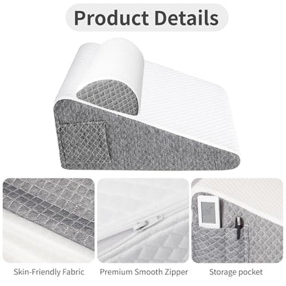 Wedge Pillow Set for After Surgery,White/Dark Grey,2PCS-20 - color: White/Dark Grey, size: 2PCS-20''