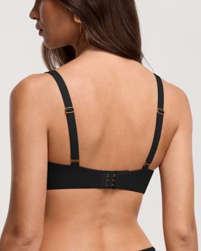 DOBREVA Women's Unlined Balconette Bra Scoop Neck - color: Black, size: 34DD