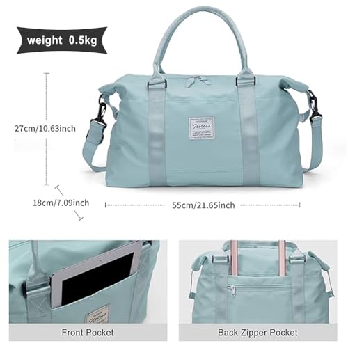 Travel Duffel Bag, Carry On Overnight Weekender Bags for Women - color: A1-Turquoise, size: Large