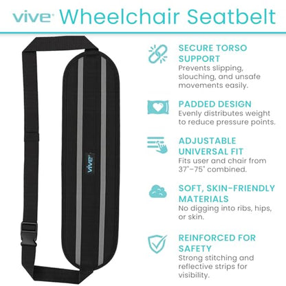 Vive Wheelchair Seatbelt - Safety Belt for the Elderly - Harness for Adults