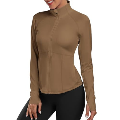 Women's Athletic Jackets Lightweight Workout Jackets Zip Up Running Jackets - color: Green, size: Large