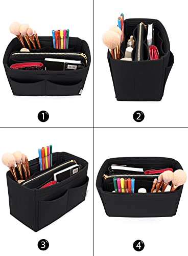 LEXSION Felt Purse Organizer Insert, Tote Bag Shaper Dividers with 5 Sizes - color: Black, size: Medium