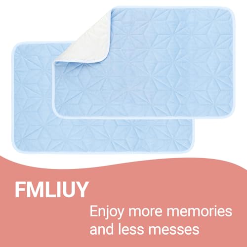 2 Pack Quilted Waterproof Pads for Bed Washable 34x52 Inch Blue - color: Blue, size: 34"x52"