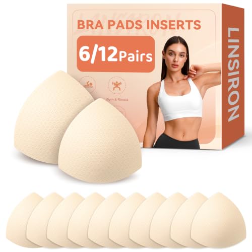 Bra Pads Inserts,Removable Sports Bra Inserts,6/12 Pairs - size: 6 Pairs-A/B