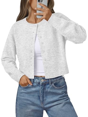 LILLUSORY Womens Lightweight Cardigan Cropped Knit Fall Cute Sweaters 2026 - color: Grey, size: X-Small